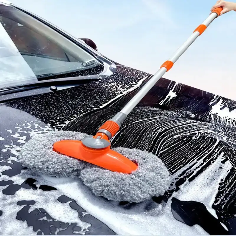 3-Section Telescopic Car Wash Mop with Double Brush Head by Habicare