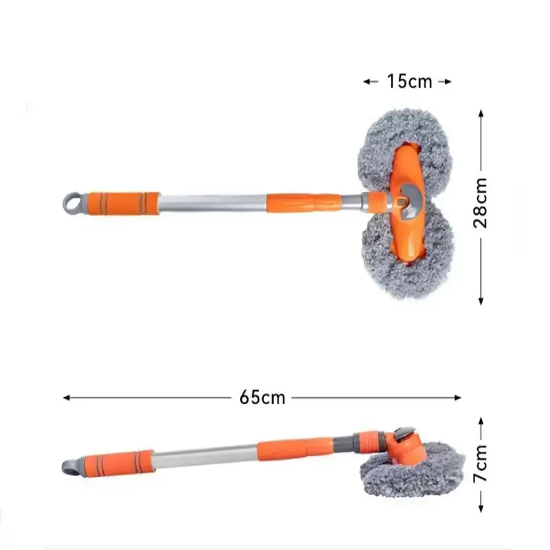 3-Section Telescopic Car Wash Mop with Double Brush Head by Habicare