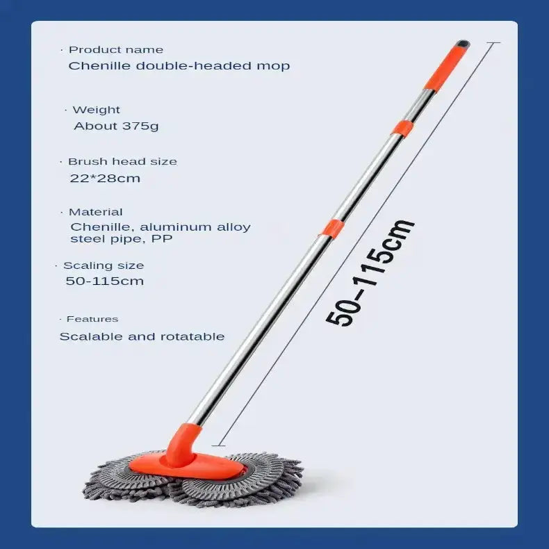 3-Section Telescopic Car Wash Mop with Double Brush Head by Habicare