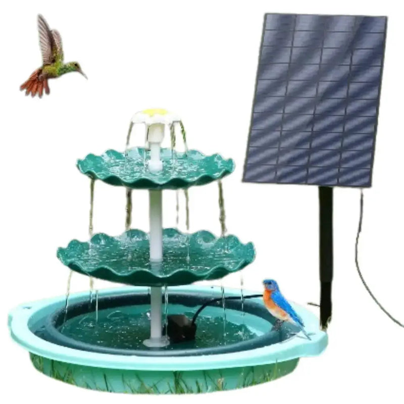 3-Tier Bird Bath with Detachable DIY Solar Fountain with 25W Pump by Habicare