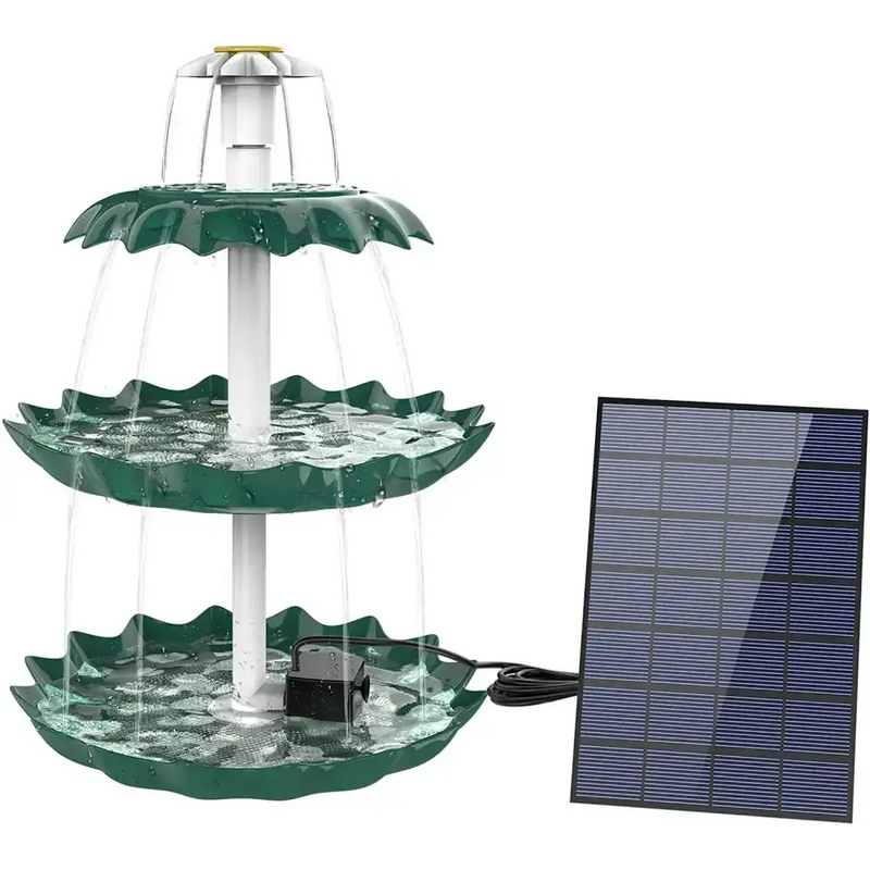 3-Tier Bird Bath with Detachable DIY Solar Fountain with 25W Pump by Habicare