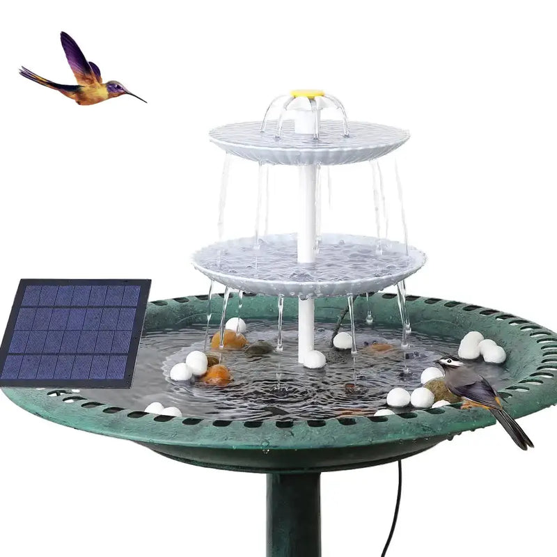3-Tier Bird Bath with Detachable DIY Solar Fountain with 25W Pump by Habicare