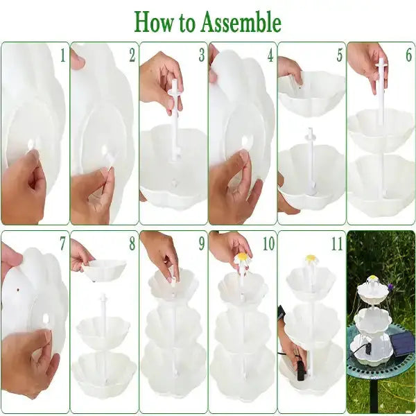 3-Tier Bird Bath with Detachable DIY Solar Fountain with 25W Pump by Habicare