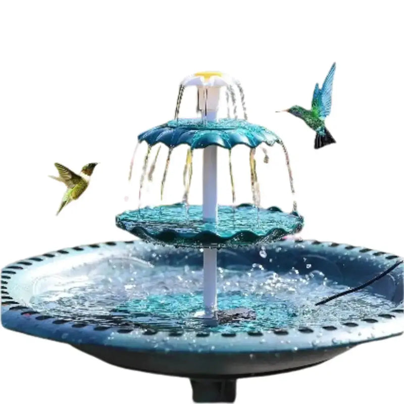 3-Tier Bird Bath with Detachable DIY Solar Fountain with 25W Pump by Habicare