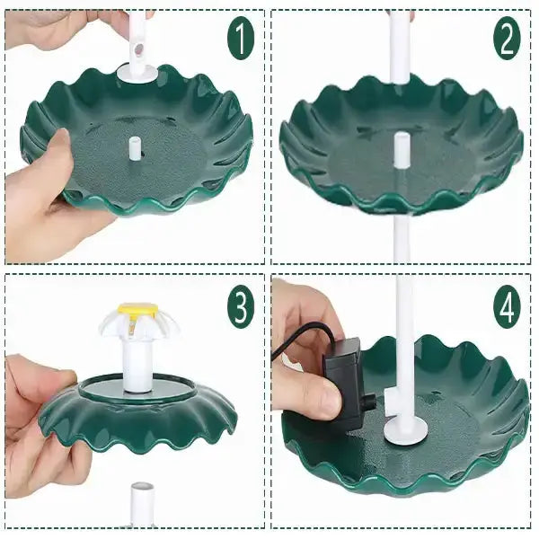 3-Tier Bird Bath with Detachable DIY Solar Fountain with 25W Pump by Habicare