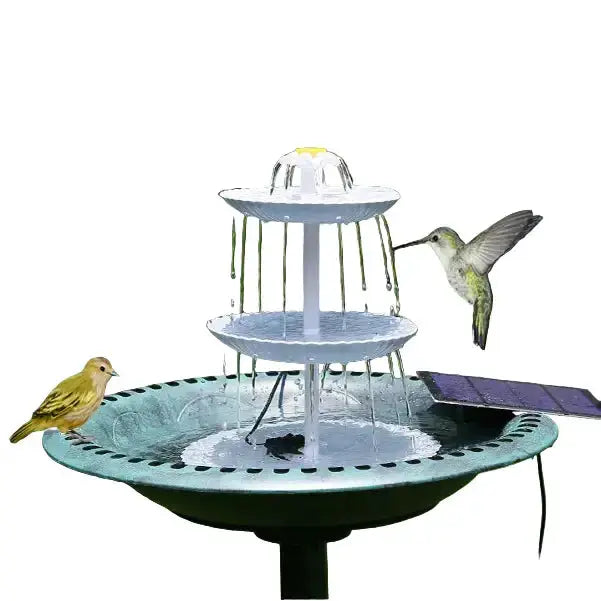 3-Tier Bird Bath with Detachable DIY Solar Fountain with 25W Pump by Habicare
