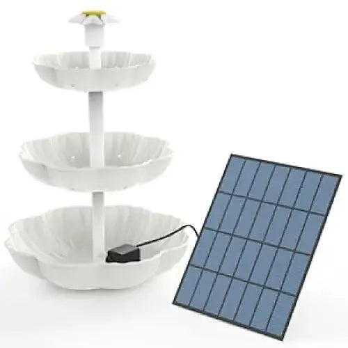 3-Tier Bird Bath with Detachable DIY Solar Fountain with 25W Pump by Habicare