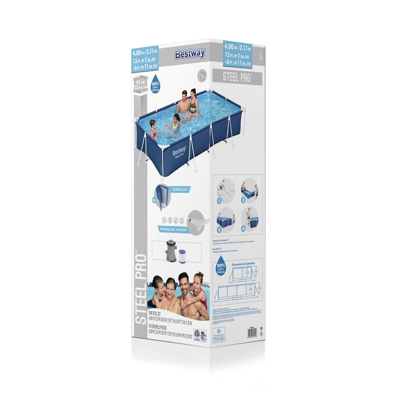 Bestway Steel Pro Swimming Pool 4.00m x 2.11m x 81cm by salelink.co.nz