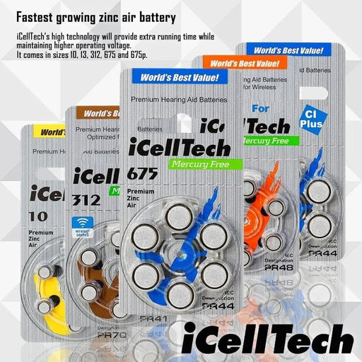 iCellTech Hearing Aid Batteries (Box of 60 Batteries) by Deafquip