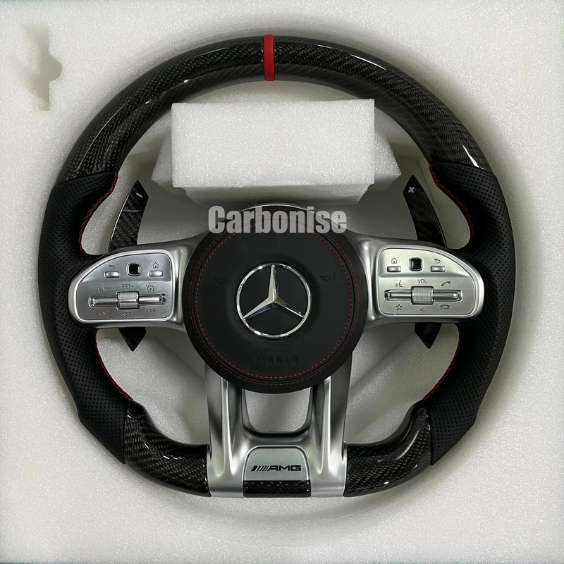 Mercedes-Benz Steering Wheel (Carbon Fiber+Perforated Leather) #30 by CARBONISE
