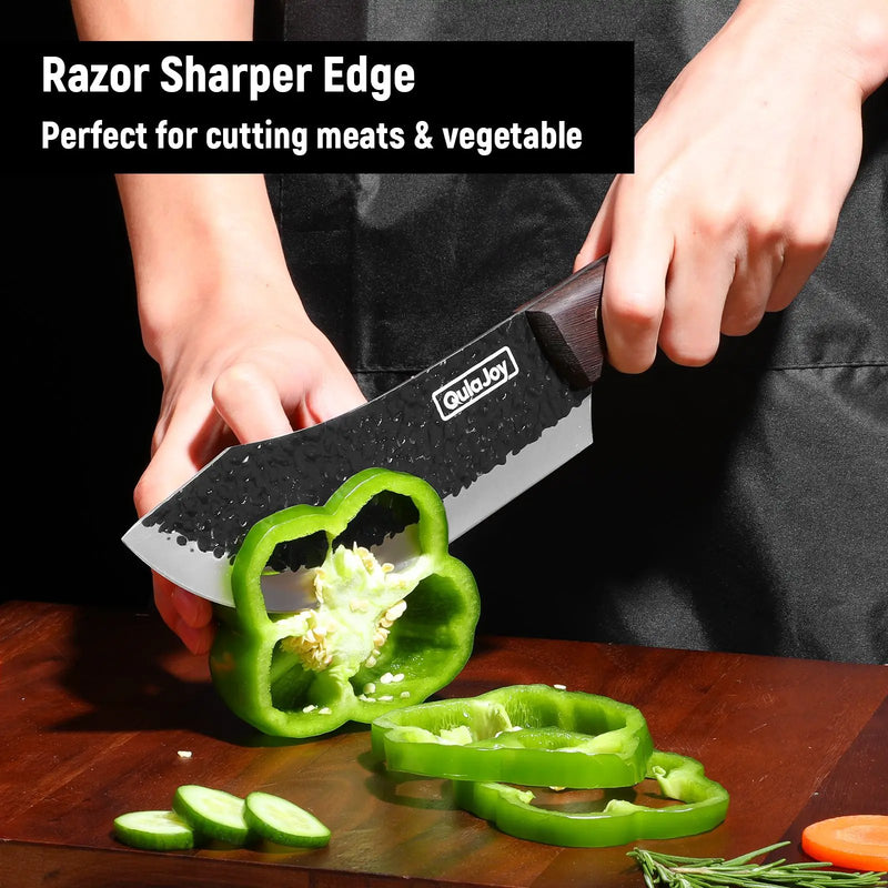 Qulajoy Meat Cleaver Knife - 7.3 Inch High Carbon Stainless Steel Butcher Knife For Meat Cutting Slicing Vegetables- Professional Chopper Knife For Home Kitchen Chef Knife - Forged Meat Cleaver Knife by China Dropship
