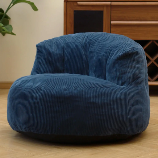 Corduroy Single Sofa with Wide Backrest Navy Blue by dealonline.co.nz