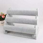 GREY Velvet 3-Level Bracelet Watch Display Stand/Holder by dealonline.co.nz