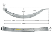 Multi Leaf Spring Kit - Short Series - 50mm wide - 1750kg, showcasing detailed specifications and measurements.