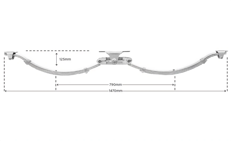Eye to Slipper - 2200kg - 45mm wide - Pair showing dimensions of 790mm and 1470mm.