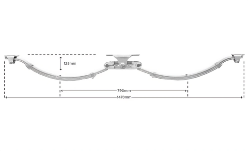 Eye to Slipper - 2200kg - 45mm wide - Pair showing dimensions of 790mm and 1470mm.