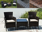 Black 3PC Set PE/PVC Rattan Patio Chairs & Side Table 3PC Set by dealonline.co.nz