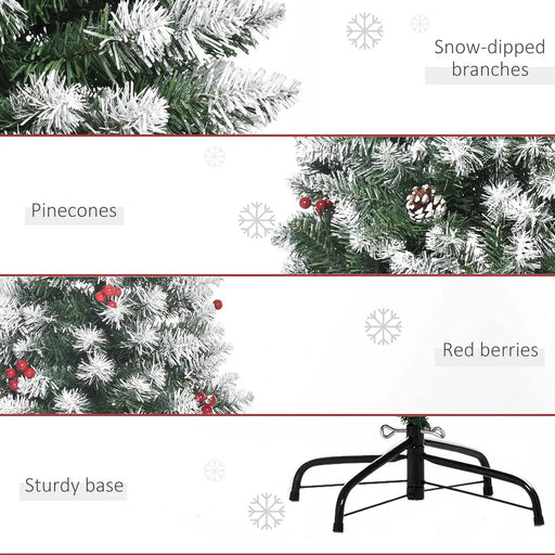 2.1M Christmas Tree 1100 Tips with Red Berries and Pinecones by salelink.co.nz