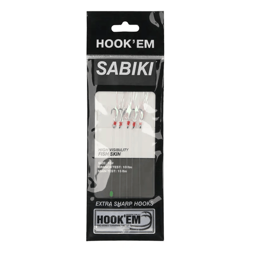 Hook Em Sabiki Rig - X x X# Hooks - Light Duty - COLOUR Binding - Incl Fish Skin, COLOUR Bead & Hook Rig - Xlb Main Line &