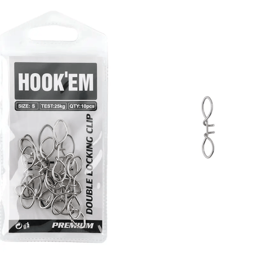 Hook Em Double Locking Clip Medium 45mm Rated 52kg Rigging Australian Made