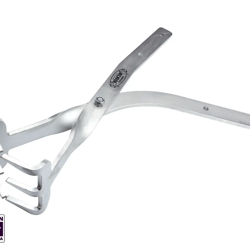 Hook Em Razor Fish Tongs - 3 Prongs - Offset Handle - Stainless Steel - Deep Water Use