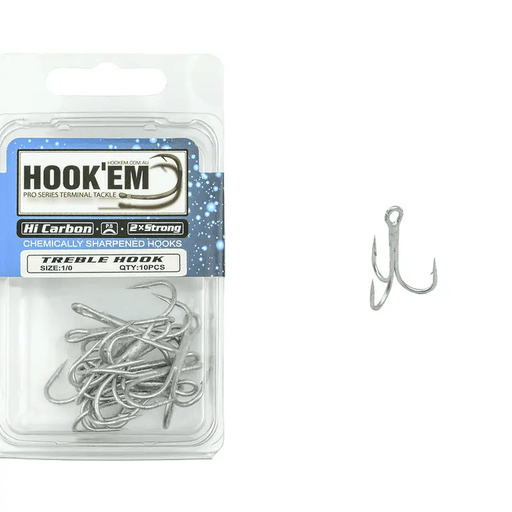 Hook Em Treble Hook X Hooks - Hi Carbon 2X Strong PS Coating - X Per Pack