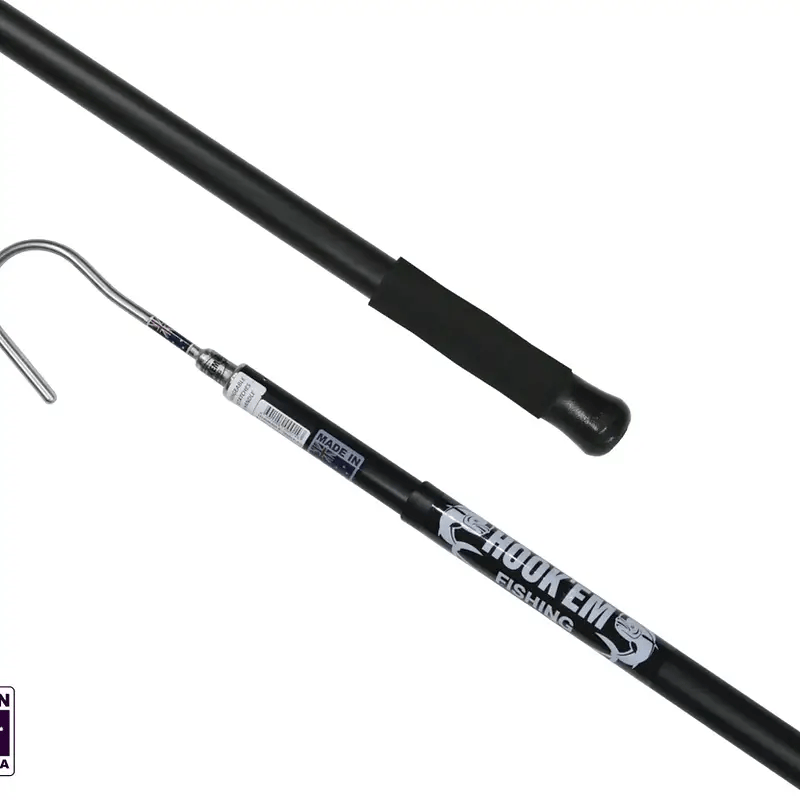 Hook Em Telescopic Boat Hook - Interchangeable Round 8 x 85mm Stainless Steel Head (No Point - Rounded End)