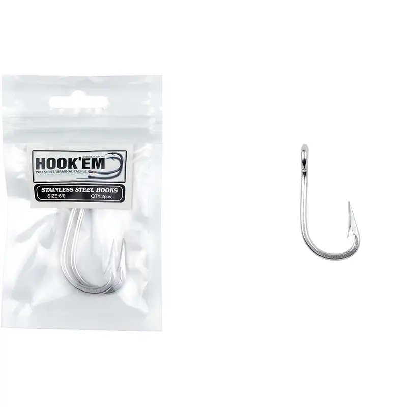 SHHK60-2 - Rigging Hooks - Stainless Steel - Size 6/0 - 2 Pack - Hookem