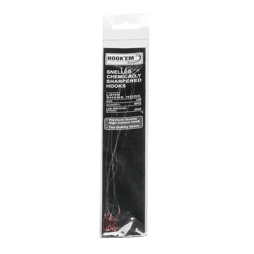 Hook Em Snelled Long Shank X# Hooks - X Per Pack