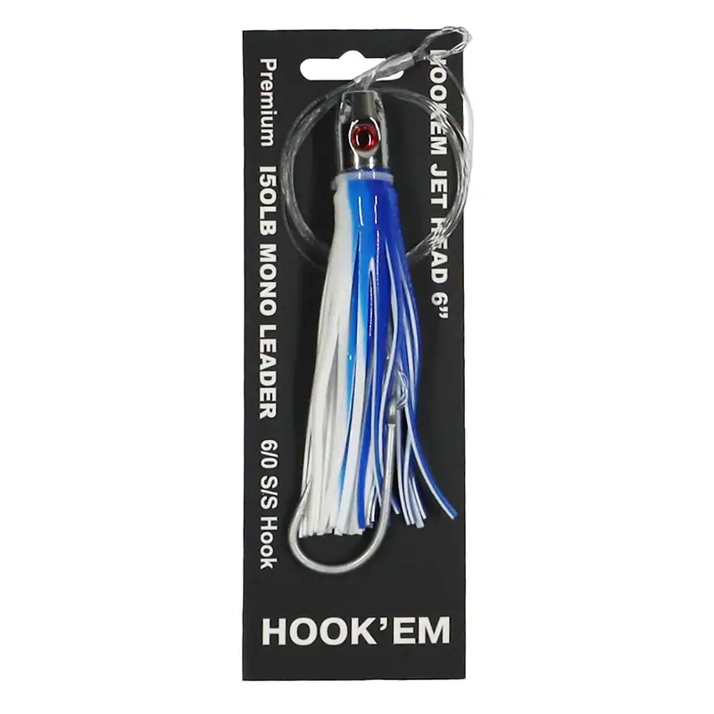 JHLBLU-WHT - Hookem, Fishing Australia, Pre- made lure, Blue-White