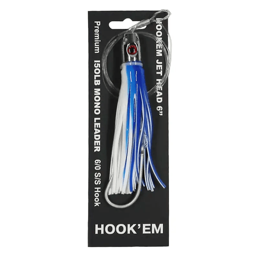 Hook Em Jet Head Lure With Eyes Fully Rigged Six O Hook 10cm Skirt