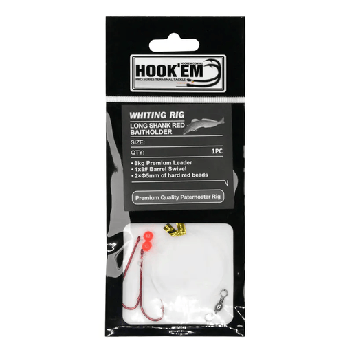 Hook Em Pre Rigged Hook - Whiting - X x X# COLOUR Long Shank + X# Swivel