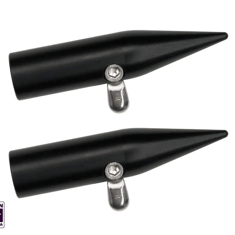 Hook Em (Pair) Outrigger Spear End with Mini Roller - Aluminium Black Anodised