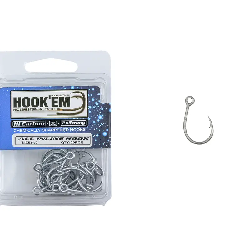 AILHHC10-20 - All Inline Hook - 2X Strong - Size 1/0 - 20 Pack - Hookem