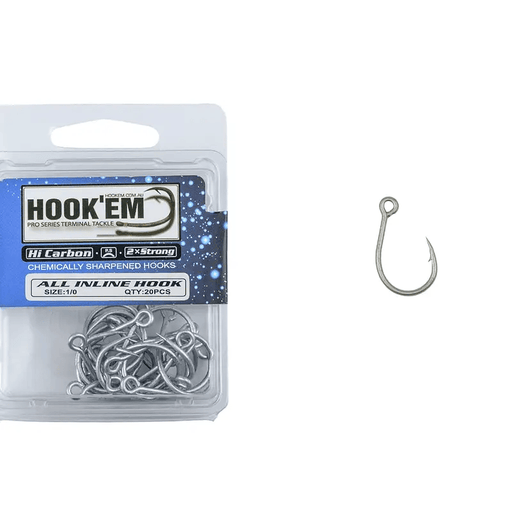 Hook Em All Inline X Hooks - Hi Carbon 2X Strong PS Coating - X Per Pack