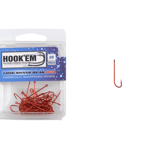 Hook Em Long Shank COLOUR X# Hooks - Blister Pack - X Per Pack