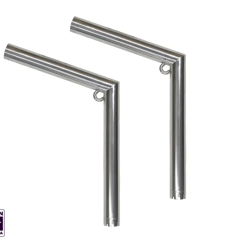 Hook Em (Pair) Economy Outrigger Snouts Only (Approx 37mm ID - Suits 10ft Outrigger Poles) - Stainless Steel - Low Position