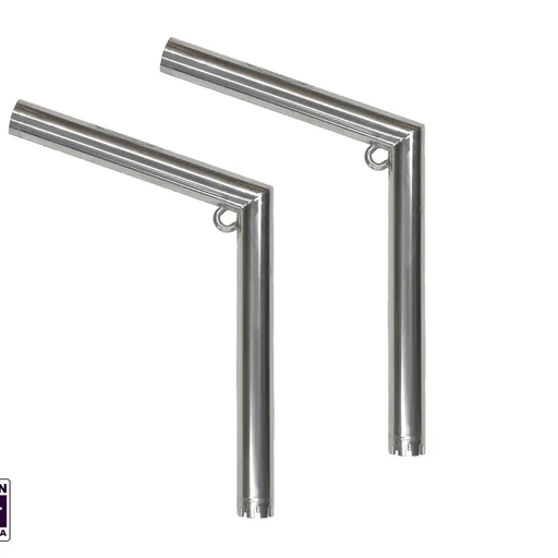 Hook Em (Pair) Economy Outrigger Snouts Only (Approx 37mm ID - Suits 10ft Outrigger Poles) - Stainless Steel - Low Position