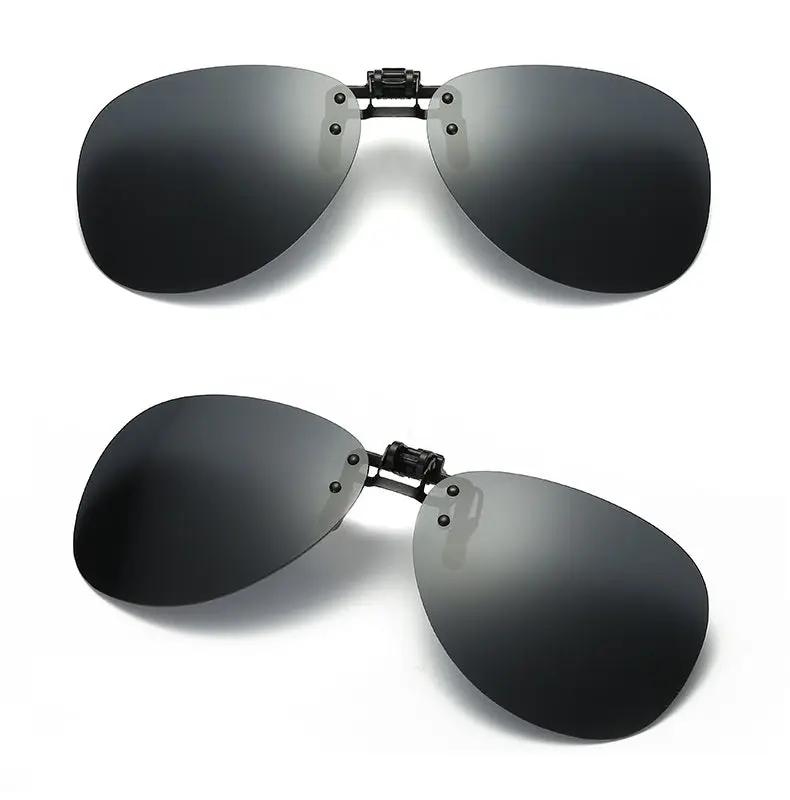 Night Vision Clip On Driving Sunglasses Polarized Anti Glare UV400 Yellow Lens