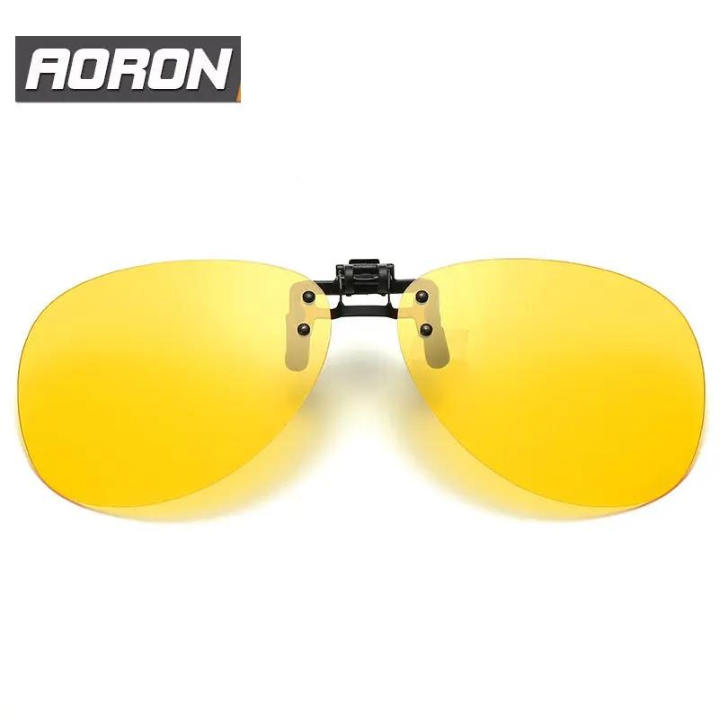 Night Vision Clip On Driving Sunglasses Polarized Anti Glare UV400 Yellow Lens