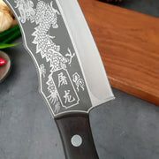 Forged Dragon Pattern Firewood Tree Cutter Agricultural Outdoor Bamboo Cutting Machete Grass Cutting Sickle Household Bone Cutting Cleaver Chopper Sets Of Dragon Slayer Black by China Dropship