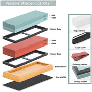 Knife Sharpening Stone Kit 4001000 30008000 Grit Double Sided Whetstone WBase - Corundum by China Dropship