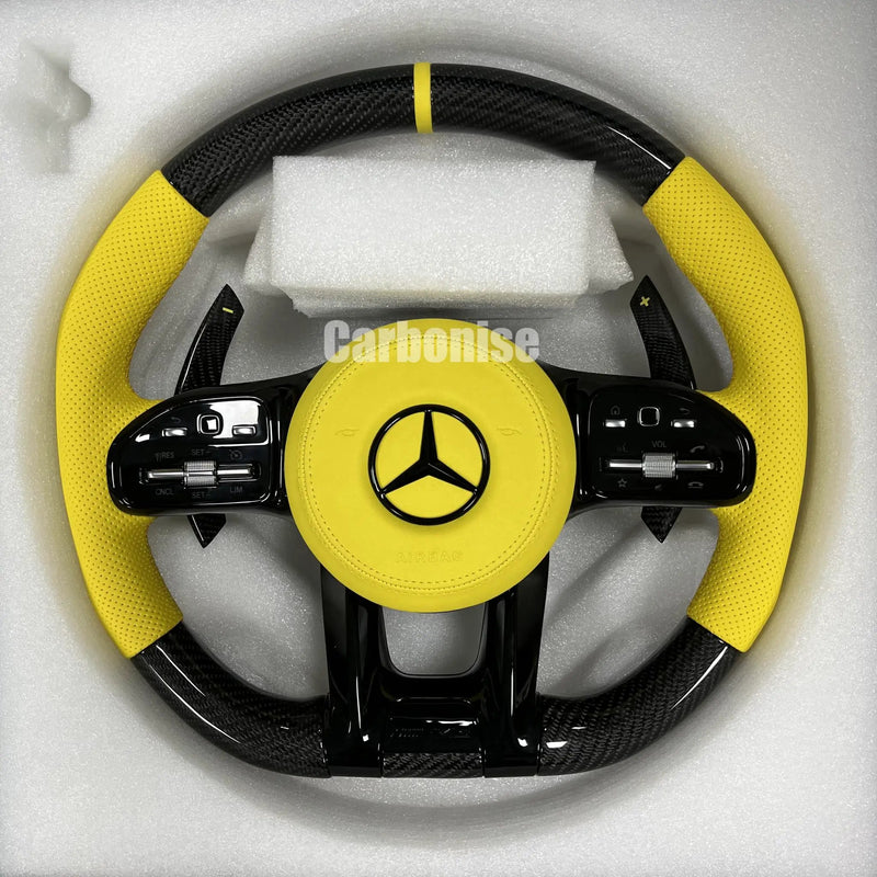 Mercedes-Benz Steering Wheel (Carbon Fiber+Perforated Leather) #35 by CARBONISE