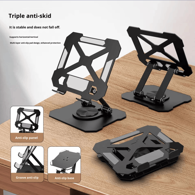 Multifunctional 360 Degree Rotation Adjustable Folding Metal Tablet Stand by techplus