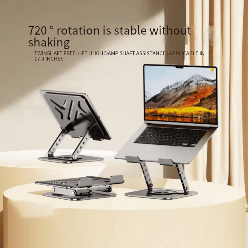 360° Rotating Adjustable Aluminum Laptop & Tablet Stand for Desktop by techplus