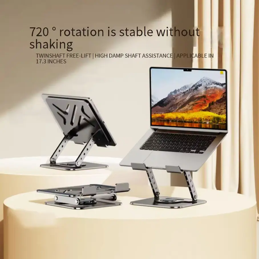 techplus 360° Rotating Adjustable Aluminum Laptop & Tablet Stand for Desktop 360° Rotating Adjustable Aluminum Laptop & Tablet Stand for Desktop