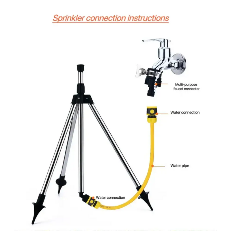 360° Rotating Garden Sprinkler with Tripod Irrigation Stand by Habicare