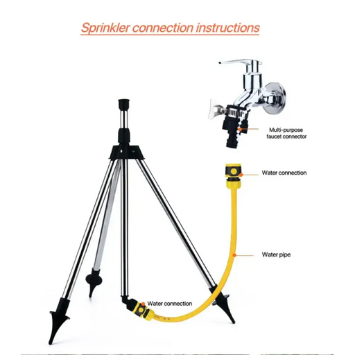 360° Rotating Garden Sprinkler with Tripod Irrigation Stand by Habicare