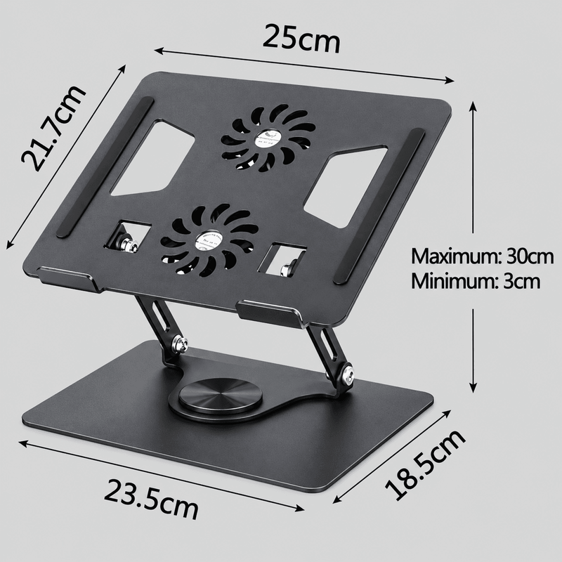 techplus 360° Rotating Laptop Stand with Dual Cooling Fans – Foldable Adjustable Laptop Riser Default Title 360° Rotating Laptop Stand with Dual Cooling Fans – Foldable Adjustable Laptop Riser Default Title