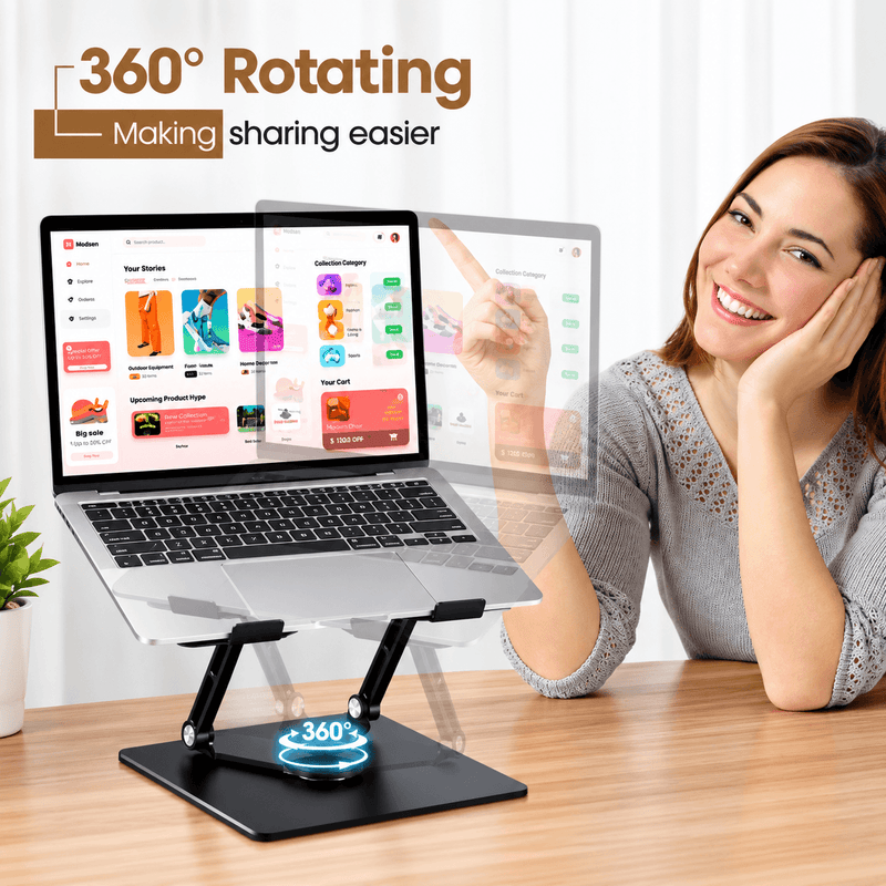 techplus 360° Rotating Laptop Stand with Dual Cooling Fans – Foldable Adjustable Laptop Riser Default Title 360° Rotating Laptop Stand with Dual Cooling Fans – Foldable Adjustable Laptop Riser Default Title